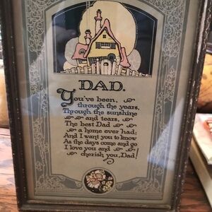 Vintage Dad Motto Graph Print Poem 1920's Rare Framed USA  Fathers Day Gift